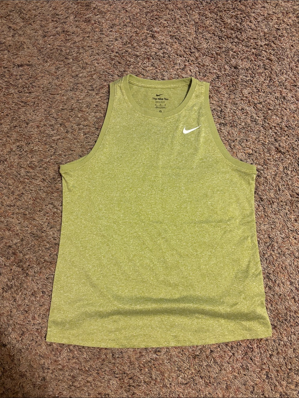 Nike Sleeveless Performance Tank - Yellow Green with White Swoosh